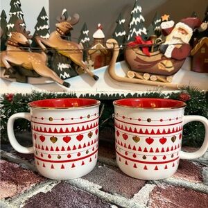 David’s Tea Festive Red and Gold Holiday Mugs
